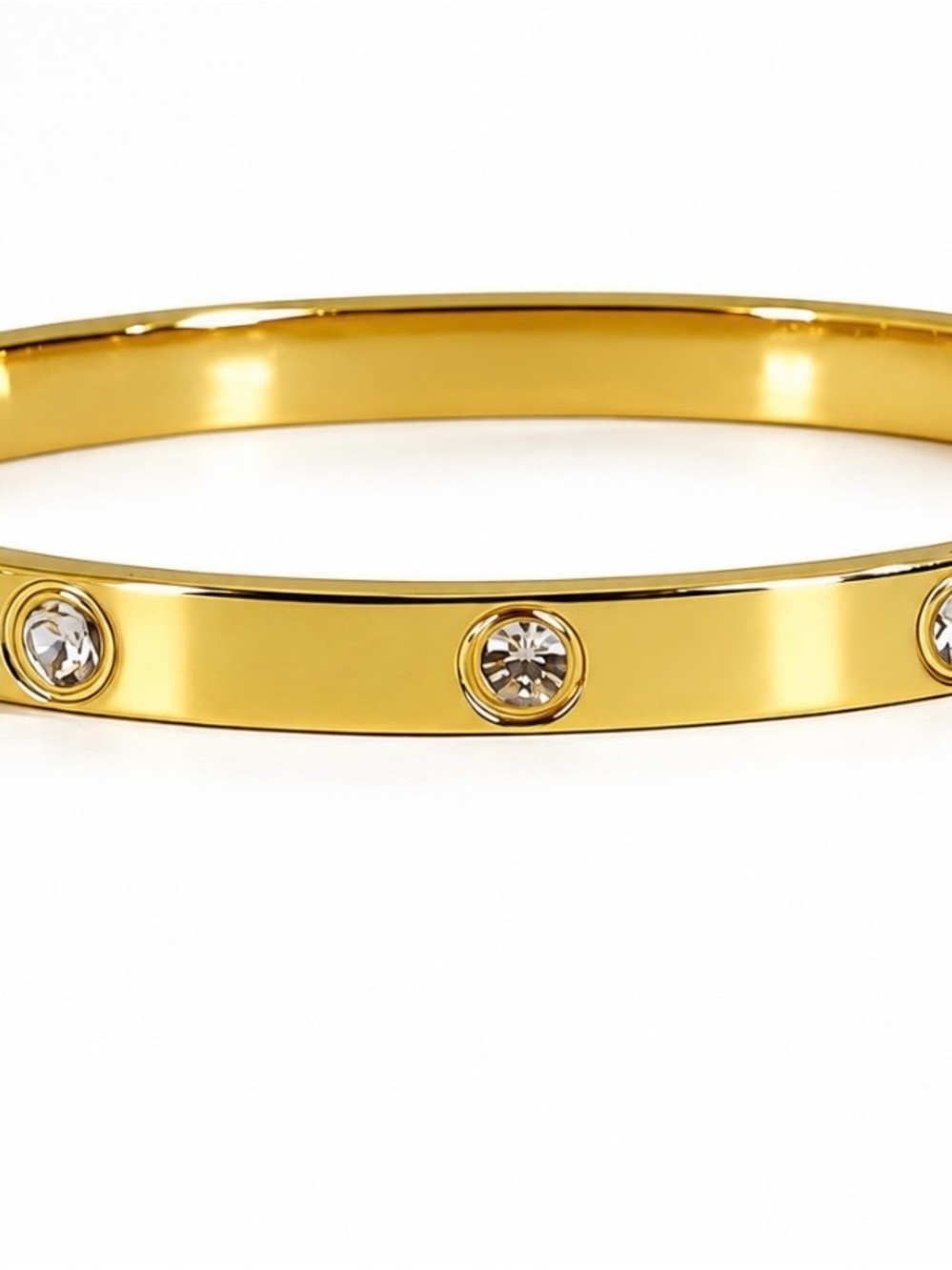 Minimalist Fashion Jewelry Gold Crystal Accent Bangle Bracelet